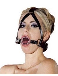 BDSM Δερμάτινο φίμωτρο με μεταλλικό κρίκο στο στόμα