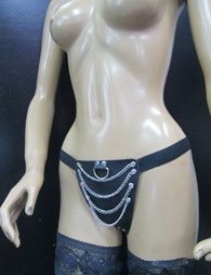 BDSM Γυναικείο στρινγκ από δέρμα και με αλυσίδες