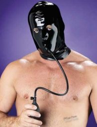 LATEX HOOD WITH INFLATABLE GAG M/L
