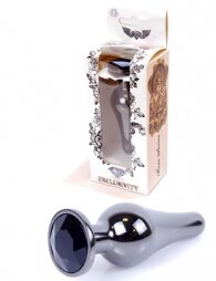 Plug-Jewellery Dark Silver BUTT PLUG- Black 9,5 εκ