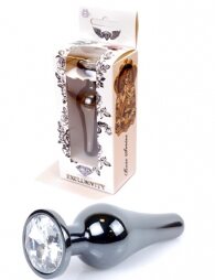 Plug-Jewellery Dark Silver BUTT PLUG- Clear 9,5 εκ