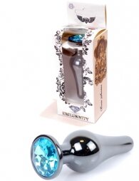 Plug-Jewellery Dark Silver BUTT PLUG- Light Blue 9,5 εκ