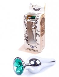 Plug-Jewellery Silver BUTT PLUG- Green 9.5 cm