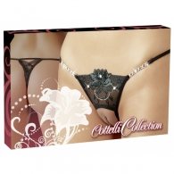 Cottelli Collection Crotchless Thong with Rhinestones Black