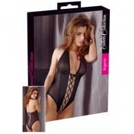 Μαύρο Κορμάκι με Κορδόνι και ροζ λεπτομέρεια