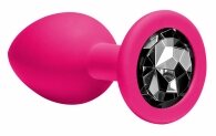 Anal Plug Cutie Medium Pink dark black crystal 8,5 εκ