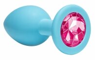 Anal Plug Medium Turquoise Pink crystal 8,5 εκ