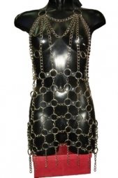 BDSM Γυναικείο φόρεμα με αλυσίδες και με δερμάτινα ενωτικά