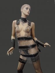 BDSM Γυναικείο φόρεμα από δέρμα και αλυσίδες