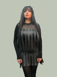 BDSM Γυναικείο φόρεμα από δέρμα με πολλά κάθετα λουριά