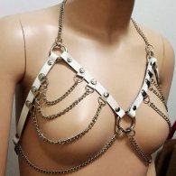BDSM Δερμάτινο γυναικείο σουτιέν με αλυσίδες