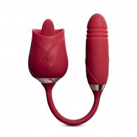 10-Speed Red Color Silicone Clitoral Rose Sex Toy with Thrusting