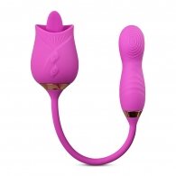 10-Speed Purple Color Silicone Clitoral Rose with Tongue Licking
