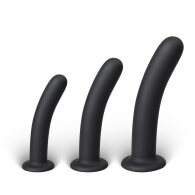 3 Pcs Black Color Silicone Dildo Set for Strap On