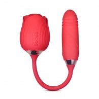 10-Speed Red Color Silicone Clitoral Sucking Rose with Thrusting