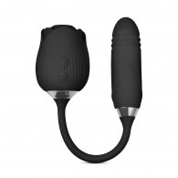 10-Speed Black Color Silicone Clitoral Sucking Rose with Thrusti