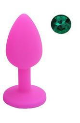 Anal Silicone Buttplug Small Silicon With Jewelry Pink / Green G
