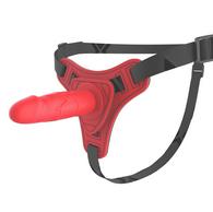 Strap-on cu Dildo Realist, Silicon, Rosu, Passion Labs