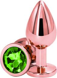 Dop Anal Charm Anal Plug Small, Rose Gold, Piatra Verde, Passion