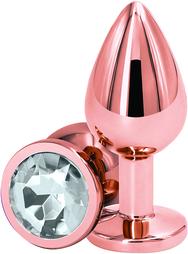 Dop Anal Charm Anal Plug Small, Rose Gold, Piatra Transparenta,