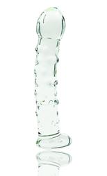 Ribbed Dildo, Premium Glass, Clear, 17 cm, Passion Labs