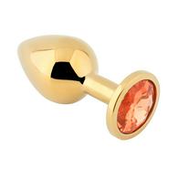 Anal Plug Metallic Buttplug, Small, Gold/Orange, Passion Labs