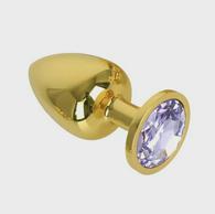 Anal Plug Metallic Buttplug, Small, Gold/Light Purple