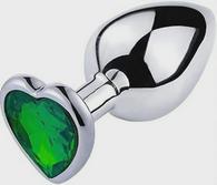 Anal Plug Hearty Buttplug, Large, Silver/Dark Green, Passion Lab