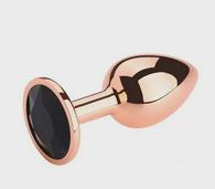 Anal Plug Charm Small, Rose Gold, Black Crystal, Passion Labs