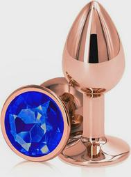 Anal Plug Charm Small, Rose Gold, Dark Blue Crystal, Passion Lab
