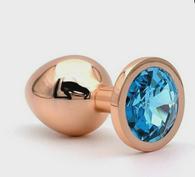 Anal Plug Charm Small, Rose Gold, Blue Crystal, Passion Labs