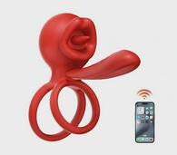 Tongue Licking Penis Ring with Sleeve, Bluetooth Control, Mobile