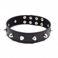 Black Faux Leather Collar with Spikes