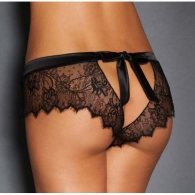 Plus Size Black Lace Knickers with Bow Back