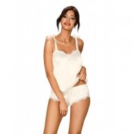 Obsessive Prima Neve Λευκό Σατέν Μπλουζάκι με Παντελονάκι