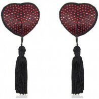 Καλύμματα Θηλών σε Σχήμα Καρδιάς με Διαμαντάκια Κόκκινο Μαύρο Na