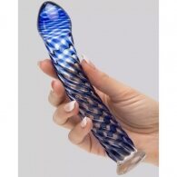 Glass Dildo Blue Spiral design 17 x Ø 3 cm