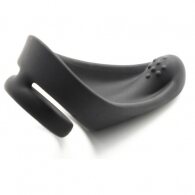 Silicone Dual Penis Ring with Taint Teaser Black