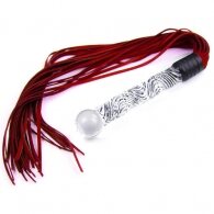 Naughty Toys RED leather flogger glass dildo handle with ball Ti