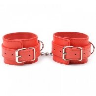 BDSM RED FAUX LEATHER ANKLE CUFFS