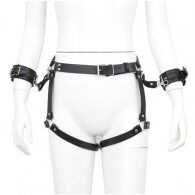 Leather Thigh Leg Harness with Handcuffs