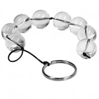 Small glass anal beads on string with pull O-Ring Ø 1.5 cm