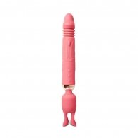 12-Speed Pink Silicone Thrusting Dildo Clitoral Stimulator