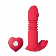 Remote Control Red Color 12-Speed Thrusting Wearable Vibrator wi