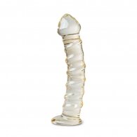 Glass Dildo Sex Toy Golden Ribs 17 cm