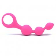 Pink Silicone Anal Triball Beaded Butt Plug
