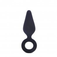 Small Size Black Silicone Anal Plug with Ring