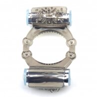 Black Color Dual Vibrators Cock Ring