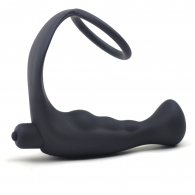 Black Silicone Anal Plug Vibrator with Ring