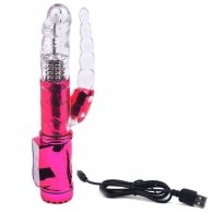 USB Rechargeable Electroplating Pink Color Pearls Vibrator with